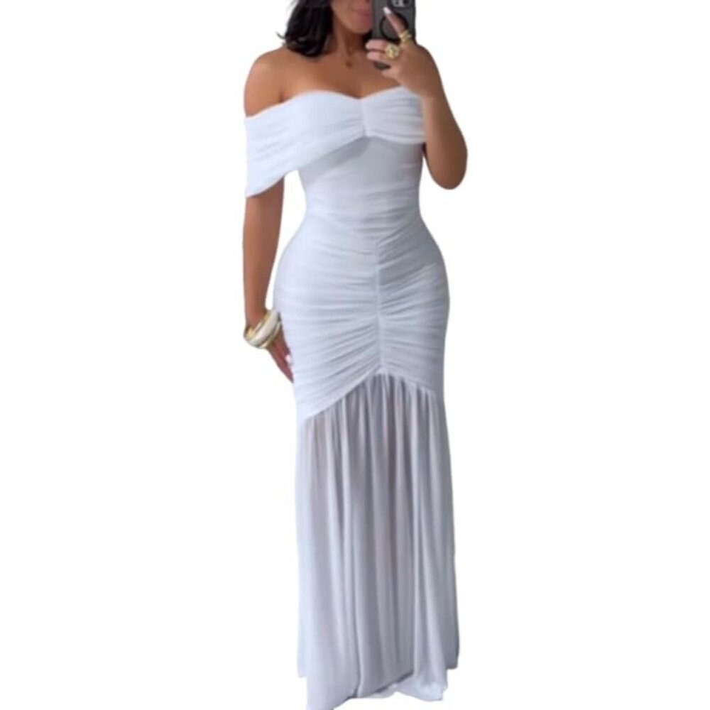 Women's Off Shoulder Formal Dress Polyester Size Extra Large Fit